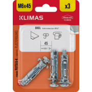 Hmoždinka do sádrokartonu ocelová 6x45 mm, 10× 3 ks blistr