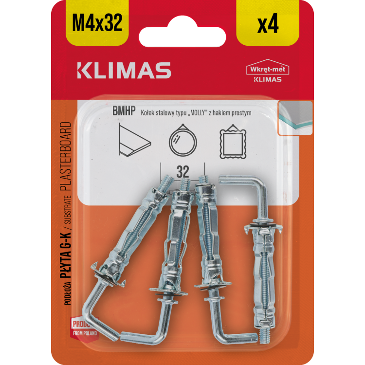 Hmoždinka do sádrokartonu ocelová 4x32 mm, 10× 4 ks blistr BMHP-04032(X10)
