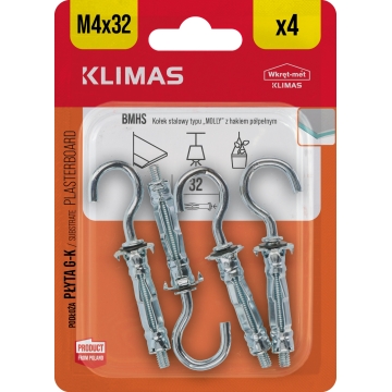 Hmoždinka do sádrokartonu ocelová 4x32 mm, 10× 4 ks blistr BMHS-04032(X10)