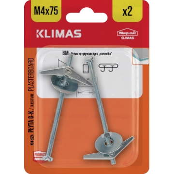 Kotva překlopná 4x75 mm, 10× 2 ks blistr