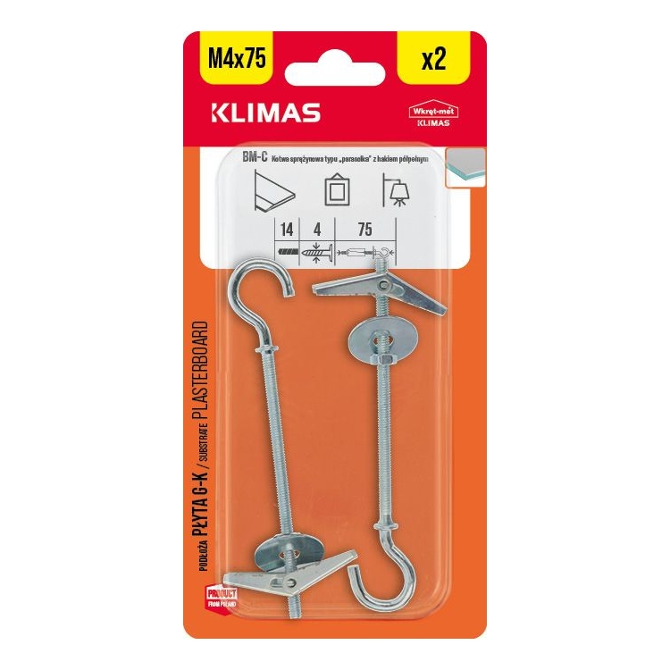 Kotva překlopná 4x75 mm, 9× 2 ks blistr BM-04075-C(X9)
