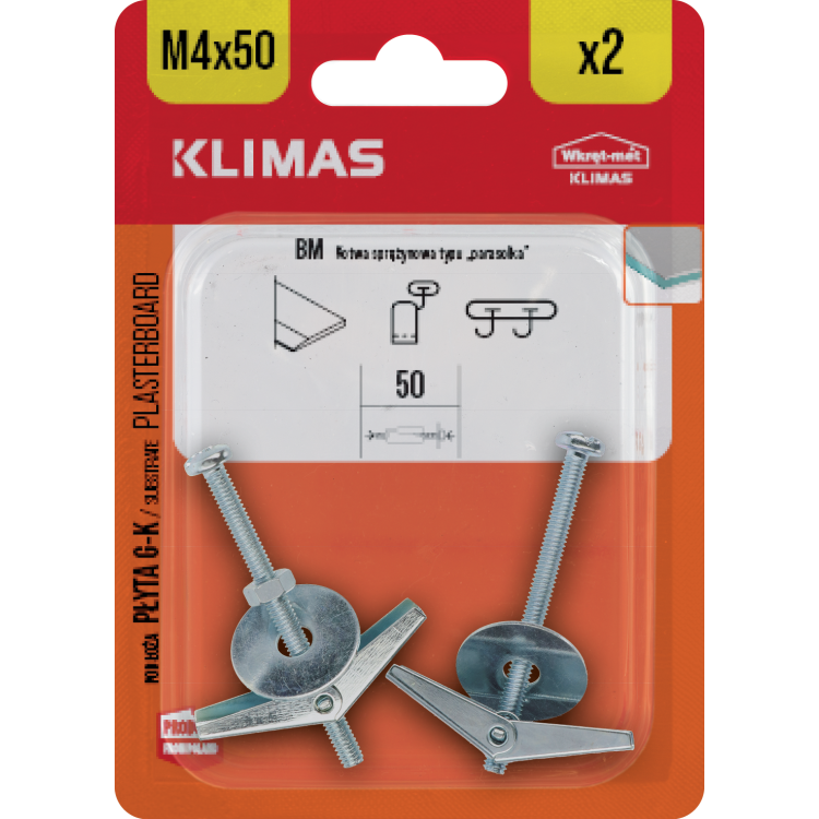 Kotva překlopná 4x75 mm, 9× 2 ks blistr BM-04075-O(X9)