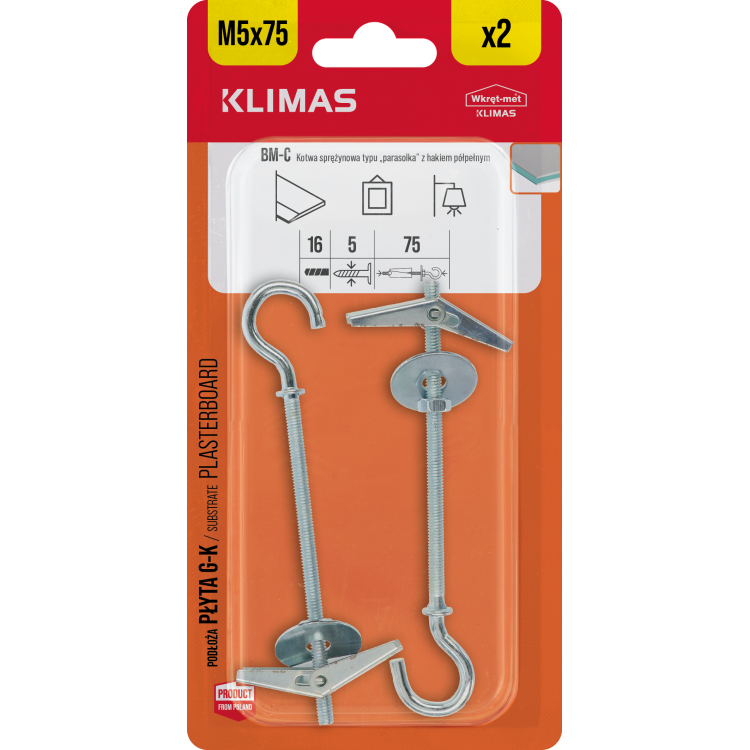 Kotva překlopná 5x75 mm, 9× 2 ks blistr BM-05075-C(X9)