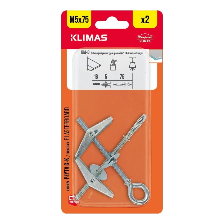 Kotva překlopná 5x75 mm, 9× 2 ks blistr BM-05075-O(X9)
