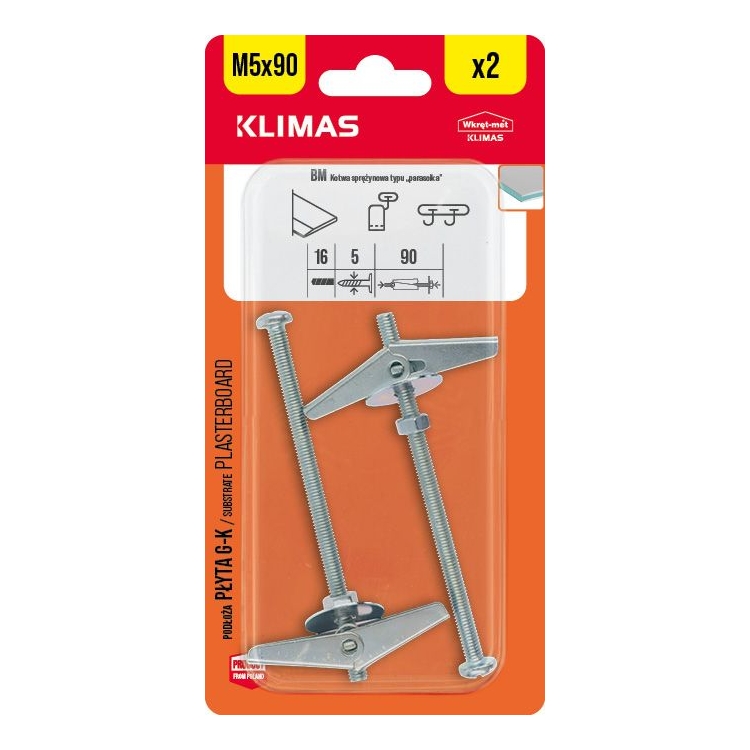 Kotva překlopná 5x90 mm, 9× 2 ks blistr BM-05090(X9)