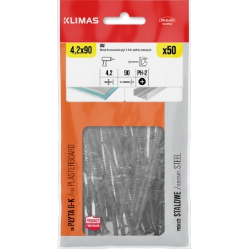 Vrut sádrokarton–kov 4,2x90 mm, 16× 50 ks