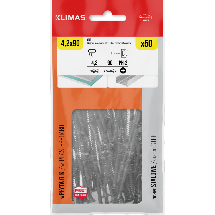 Vrut sádrokarton–kov 4,2x90 mm, 16× 50 ks