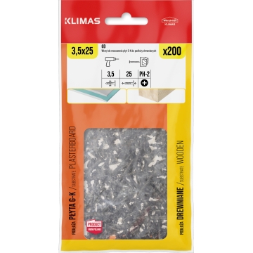 Vrut sádrokarton–dřevo 3,5x25 mm, 12× 200 ks