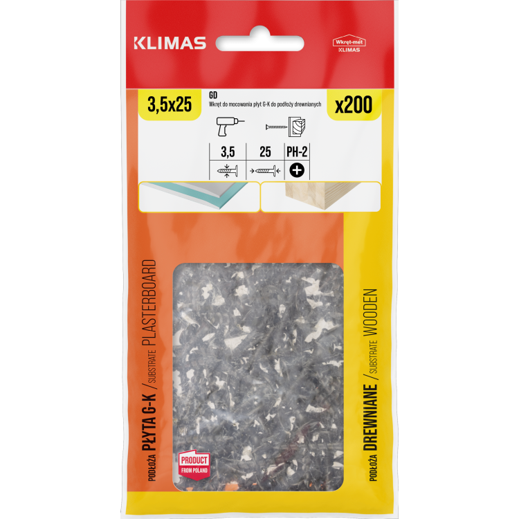 Vrut sádrokarton–dřevo 3,5x25 mm, 12× 200 ks