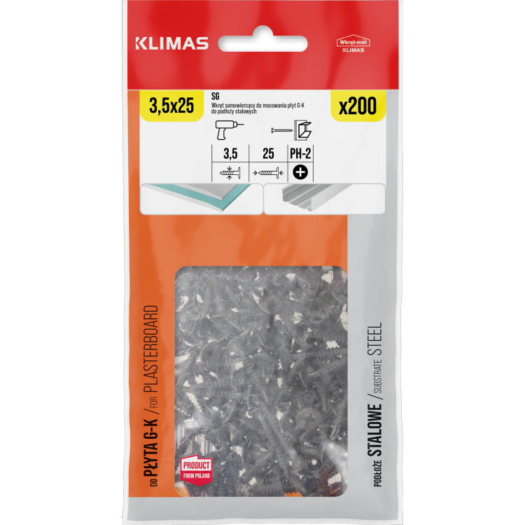 Samovrtný vrut sádrokarton–kov 3,5x25 mm, 12× 200 ks