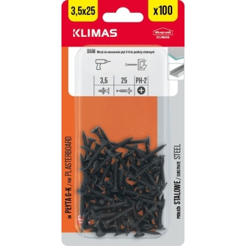Vrut do sádrokartonu 3,5x25 mm, 9× 100 ks blistr BGM-35025(X9)