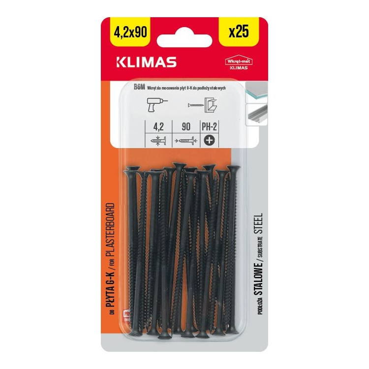 Vrut do sádrokartonu 4,2x90 mm, 9× 25 ks blistr BGM-42090(X9)