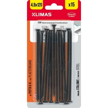 Vrut do sádrokartonu 4,8x120 mm, 9× 15 ks blistr BGM-48120(X9)