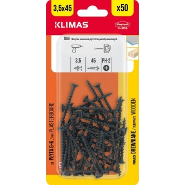 Vrut do sádrokartonu 3,5x45 mm, 9× 50 ks blistr BGD-35045(X9)