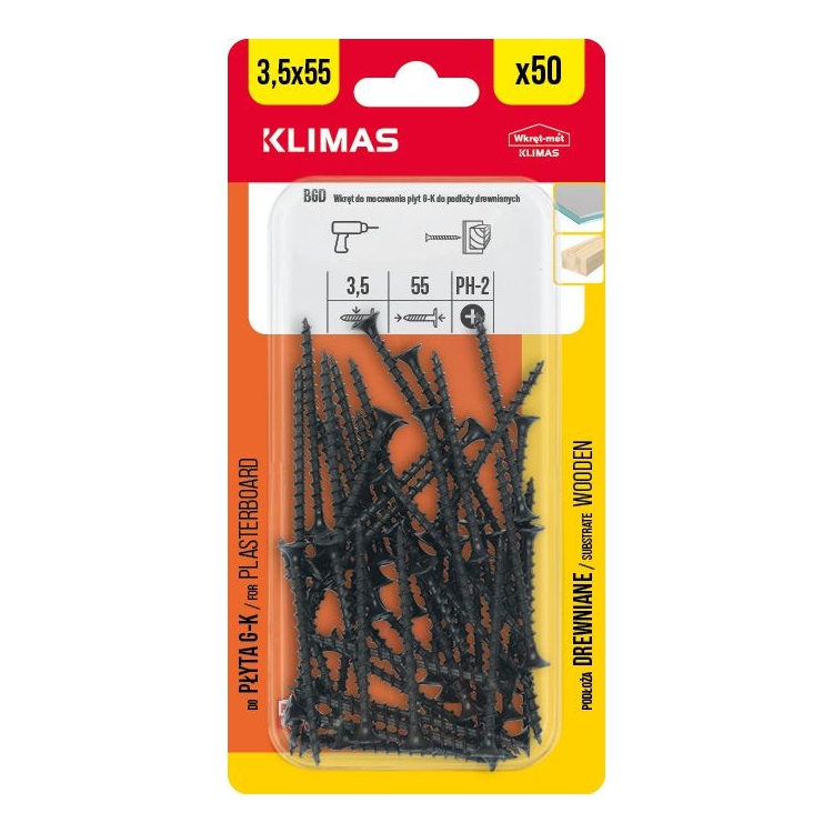 Vrut do sádrokartonu 3,5x55 mm, 9× 50 ks blistr BGD-35055(X9)