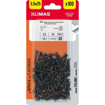 Vrut do sádrokartonu 3,5x25 mm, 9× 100 ks blistr BSG-35025(X9)