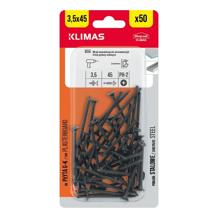 Vrut do sádrokartonu 3,5x45 mm, 9× 50 ks blistr BSG-35045(X9)