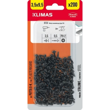 Vrut do sádrokartonu 3,5x95 mm, 9× 200 ks blistr BTEX-35095(X9)
