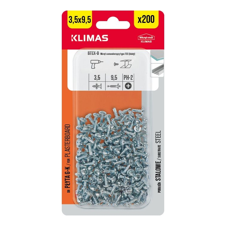 Vrut do sádrokartonu 3,5x95 mm, 9× 200 ks blistr BTEX-35095-B(X9)