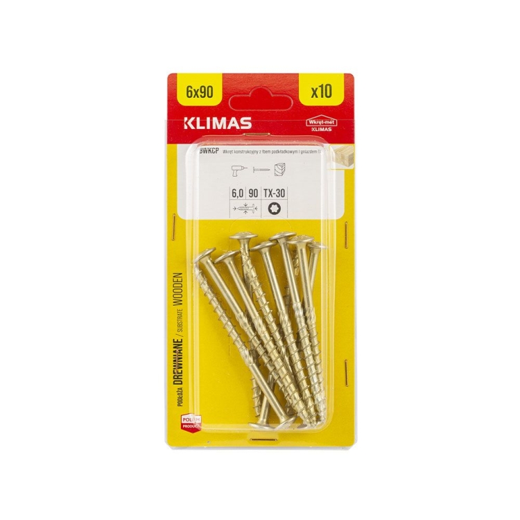 Vrut konstrukční s talířovou hlavou TX 6X90 BLISTR (6ks/blistr)