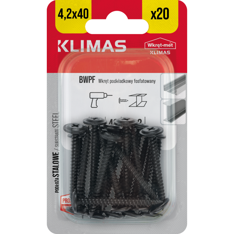 Vrut samořezný fosfátovaný 4,2X40 BLISTR (10ks)