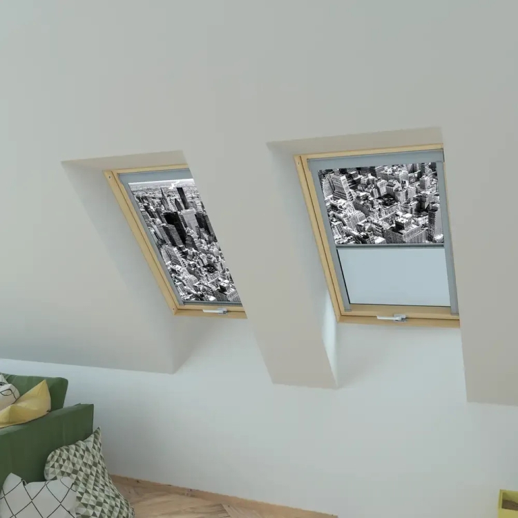 Zatemňující roleta FAKRO ARF, barva P01 – s potiskem P01