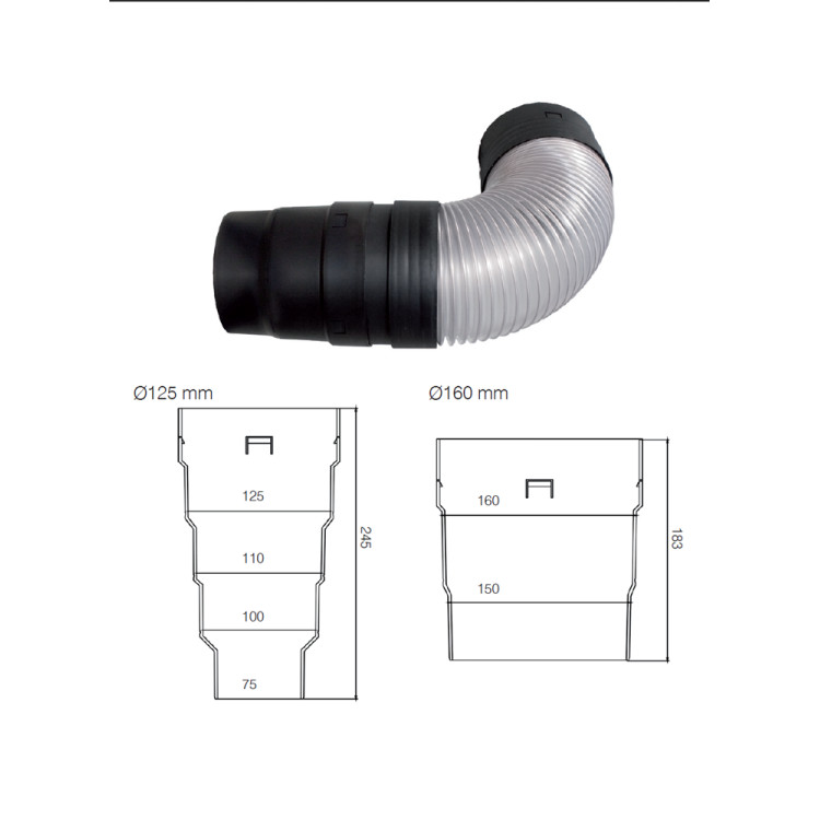 Reduktor i przyłącze VIRTUM 125 mm