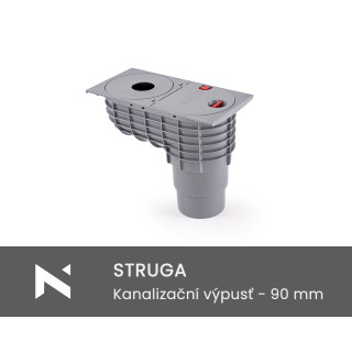 STRUGA Kanalizační výpusť (šedá/černá) - 90 mm