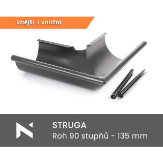 STRUGA Roh vnitřní 90 stupňů - 135 mm