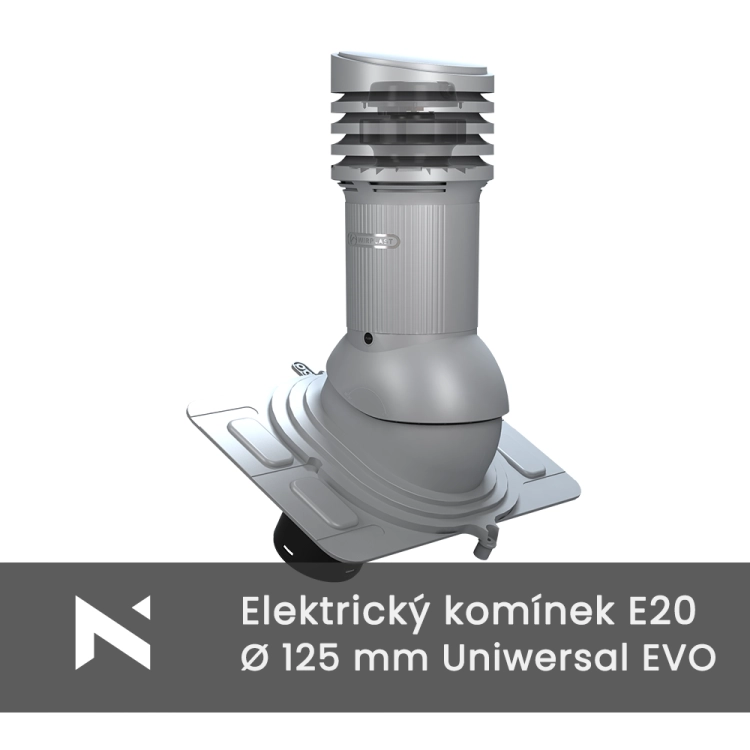 Elektrischer Lüftungsschornstein E20 Uniwersal EVO Ø125 mit Isolierung