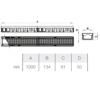 Linear drainage 130/50 - galvanized grate