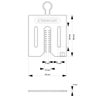 Universal-Abstandhalter 2 mm x 60 mm mit Halterung MINI PACK 48 Stück/Packung