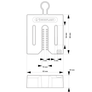 Distanciador universal 20 mm con fijación MINI PACK 6 unidades/paquete