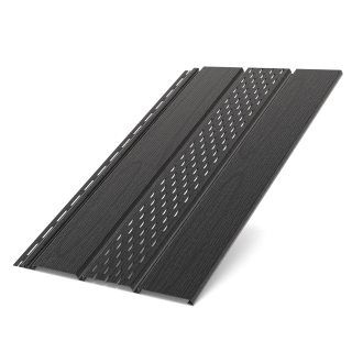 BRYZA PVC perforovaná podhledová deska 3 m × 0,305 m černá (RAL 9005) | Plastový okapový systém BRYZA PVC