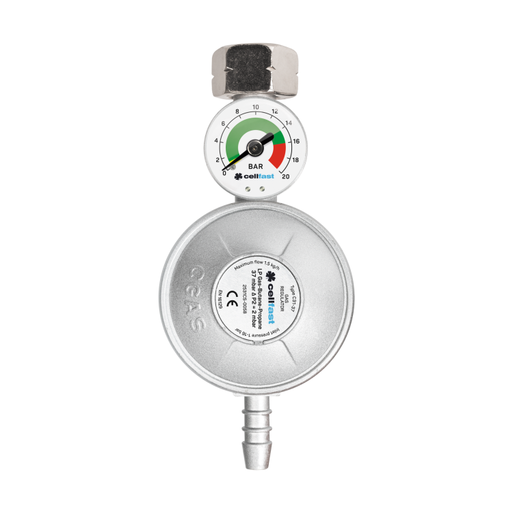 Gas pressure reducing valve & pressure gauge