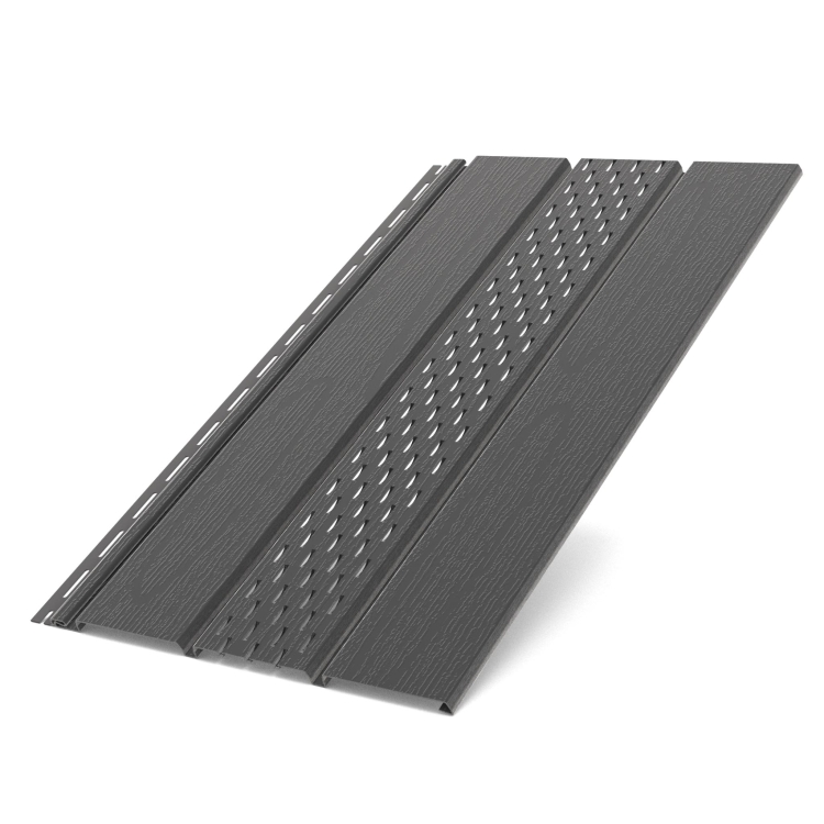 BRYZA PVC perforovaná podhledová deska 3 m × 0,305 m mm grafitová (RAL 7021) | Plastový okapový systém BRYZA PVC