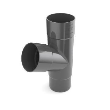 Trójnik rury spustowej plastikowy T BRYZA PVC 110 mm grafitowy (RAL 7021) | Plastikowy system rynnowy BRYZA PVC