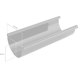 BRYZA PVC strešný žľab 125 mm 3 m biely | Plastový okapový systém BRYZA PVC