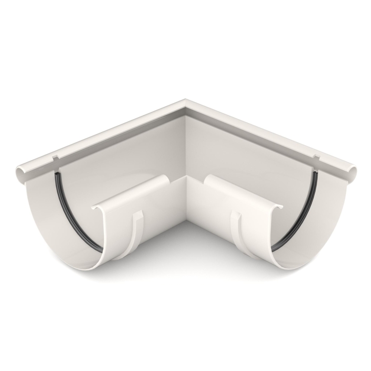 Narożnik zewnętrzny BRYZA PVC 90° 125 mm biały (RAL 9010) | Plastikowy system rynnowy BRYZA PVC