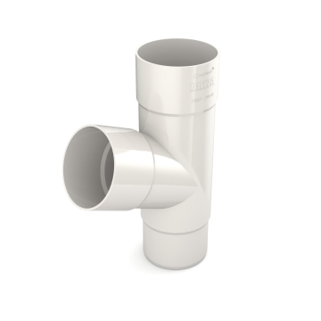 Trójnik rury spustowej plastikowy T BRYZA PVC 90 mm biały (RAL 9010) | Plastikowy system rynnowy BRYZA PVC