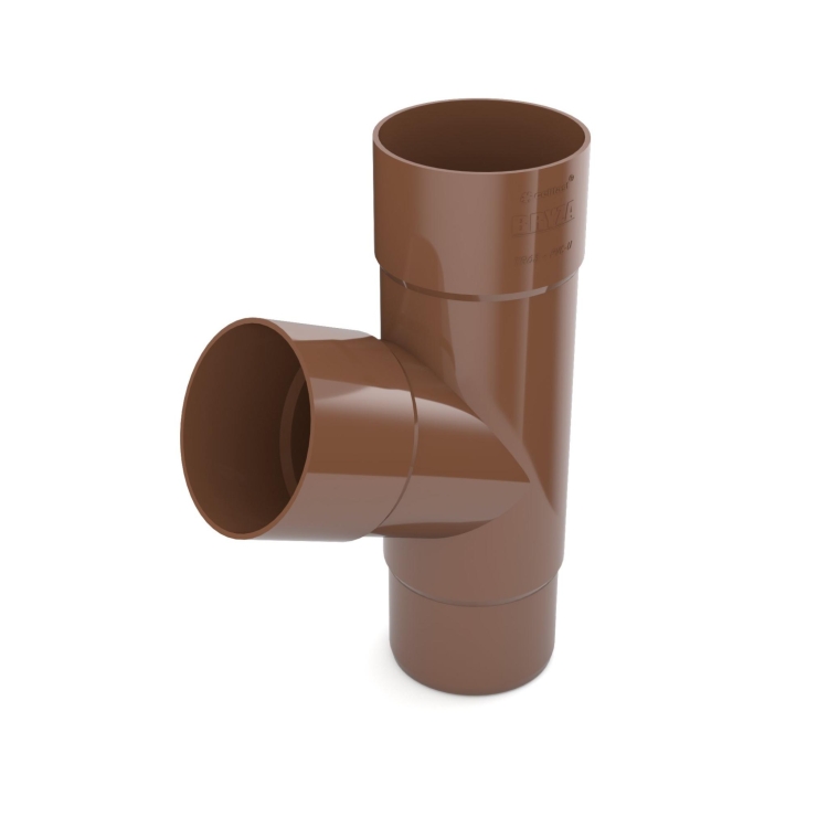 Trójnik rury spustowej plastikowy T BRYZA PVC 90 mm brązowy (RAL 8017) | Plastikowy system rynnowy BRYZA PVC