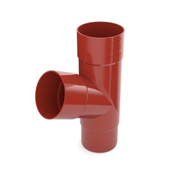 Trójnik rury spustowej plastikowy T BRYZA PVC 90 mm czerwony (RAL 3011) | Plastikowy system rynnowy BRYZA PVC
