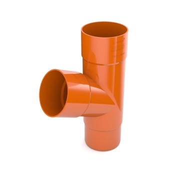 Trójnik rury spustowej plastikowy T BRYZA PVC 90 mm ceglasty (RAL 8004) | Plastikowy system rynnowy BRYZA PVC
