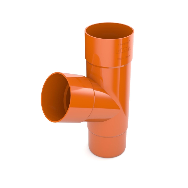 Trójnik rury spustowej plastikowy T BRYZA PVC 90 mm ceglasty (RAL 8004) | Plastikowy system rynnowy BRYZA PVC