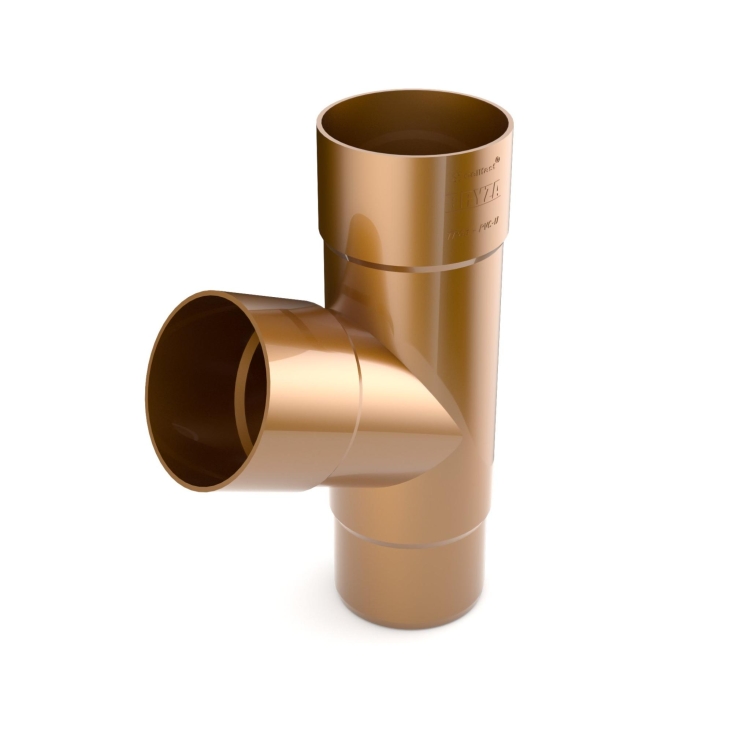 Trójnik rury spustowej plastikowy T BRYZA PVC 90 mm miedziany | Plastikowy system rynnowy BRYZA PVC