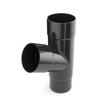 Trójnik rury spustowej plastikowy T BRYZA PVC 90 mm czarny (RAL 9005) | Plastikowy system rynnowy BRYZA PVC