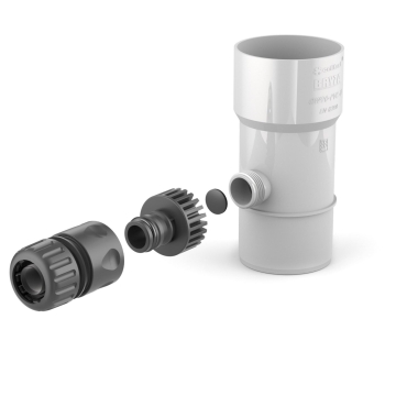 Zbieracz wody deszczowej BRYZA PVC 90 mm biały (RAL 9010) | Plastikowy system rynnowy BRYZA PVC