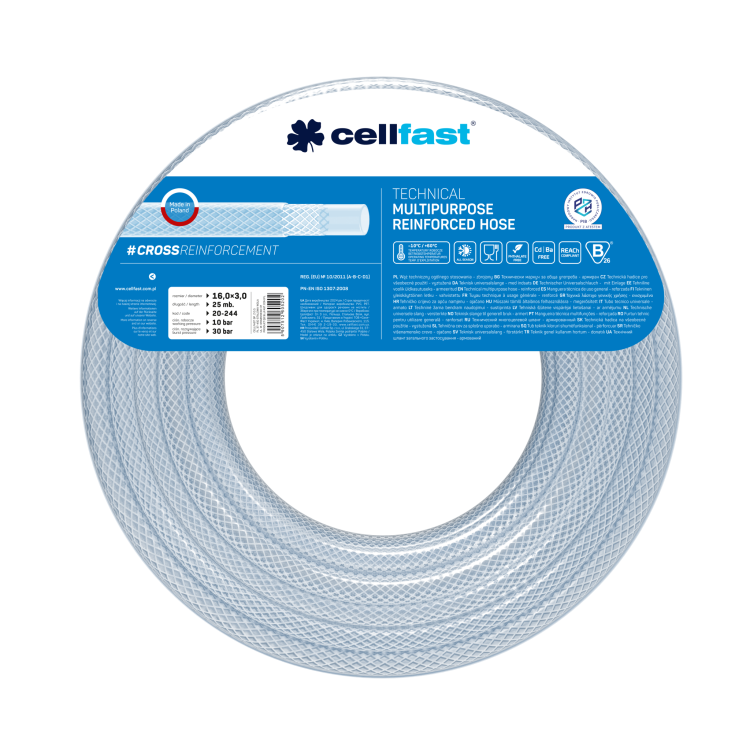 Reinforced technical hose 16.0 × 3.0 mm 25 m (82 ft)