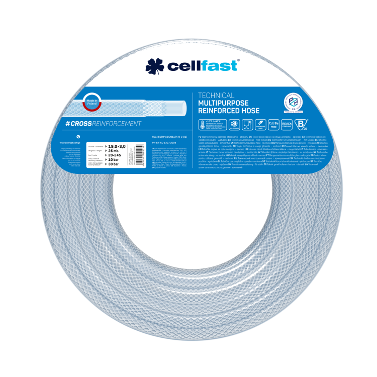 Vystužená technická hadica 19,0 × 3,0 mm 25 m (82 ft)