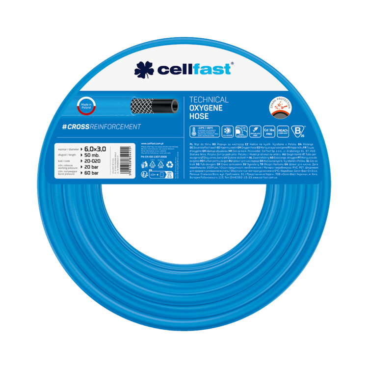 Oxygen hose 6,0 × 3,0 mm 50 m (164 ft)